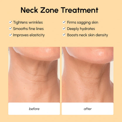 Maree Lifting Neck Wrinkle Patches shown on a person's neck, designed to reduce wrinkles and improve skin firmness.