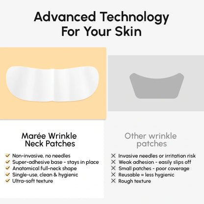 Maree lifting neck wrinkle patches applied to a person's neck to reduce fine lines and improve skin firmness.