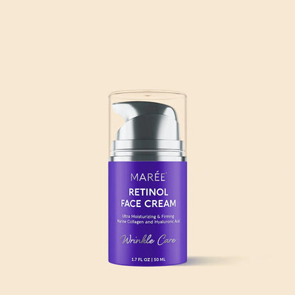 Maree Retinol Lifting & Firming Face Cream jar, smooth cream with a clean, modern packaging, suitable for skincare routine.