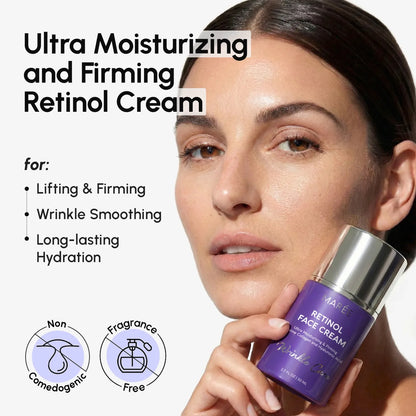 Maree Retinol Lifting and Firming Face Cream jar with white lid and product label on a clean background