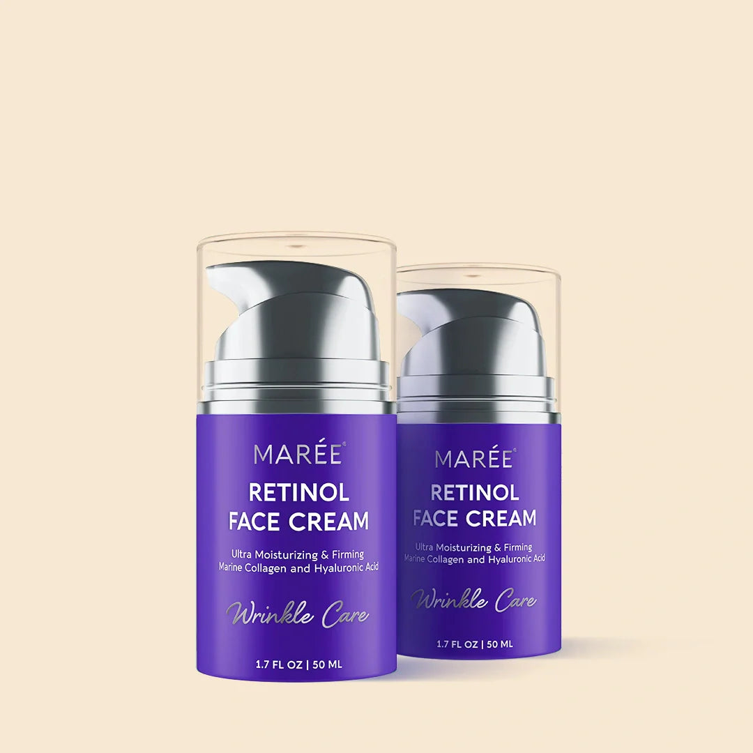 Maree Retinol Lifting & Firming Face Cream jar with embossed label, smooth cream texture visible in the image