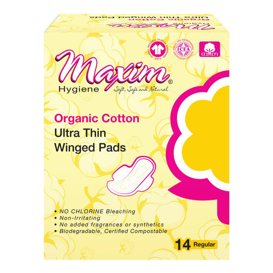 Maxim UTHN WNG Wall Decor with organic cotton for feminine pads and protectors, 12x14 inches, ultra-thin winged pad packaging