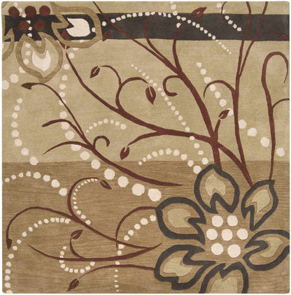 Close-up of the Mazama Area Rug by Boutique Rugs showing its intricate geometric pattern and soft, neutral tones.