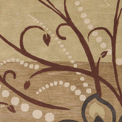 Close-up of the Mazama Area Rug by Boutique Rugs, showing the fabric swatch with its textured pattern and rich earthy tones.