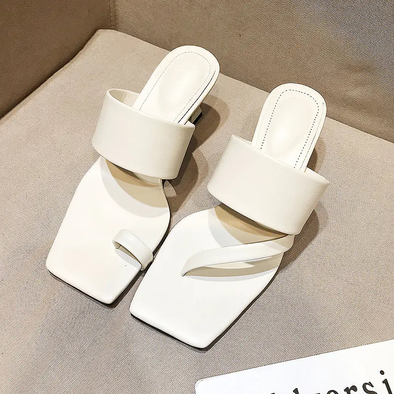 Square Toe High-Heeled Open-Toe Fashion Sandals