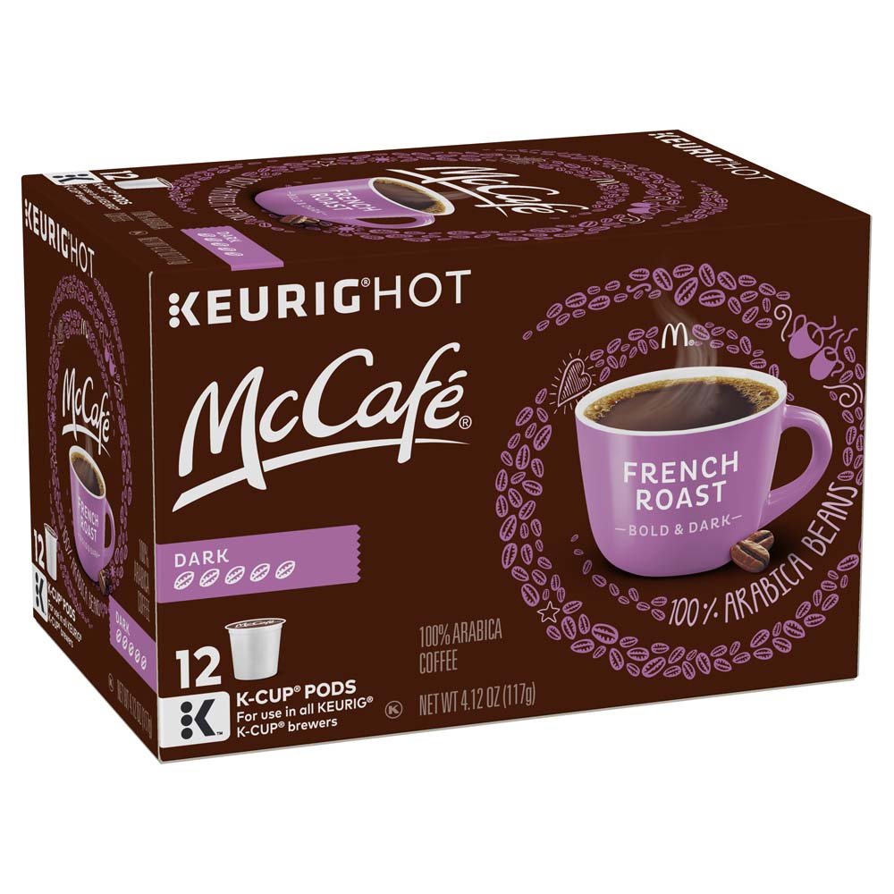 Six packs of McCafe French Roast dark roast coffee K-Cup pods for Keurig, 96-count in 4 boxes of 24.