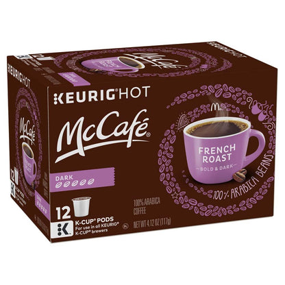Six packs of McCafe French Roast dark roast coffee K-Cup pods for Keurig, 96-count in 4 boxes of 24.