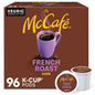 Six packs of McCafe French Roast dark roast K-Cup coffee pods for Keurig, 96 count, with 4 packs of 24 pods each.