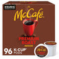 McCafe Premium Roast Coffee Keurig K-Cup pods, medium roast, 96-count pack with Paris café-themed packaging and individual pods.