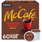 McCafe Premium Roast Coffee Keurig K-Cup pods, medium roast, 96-count box with 12 individual packs, suitable for single-serve coffee makers.