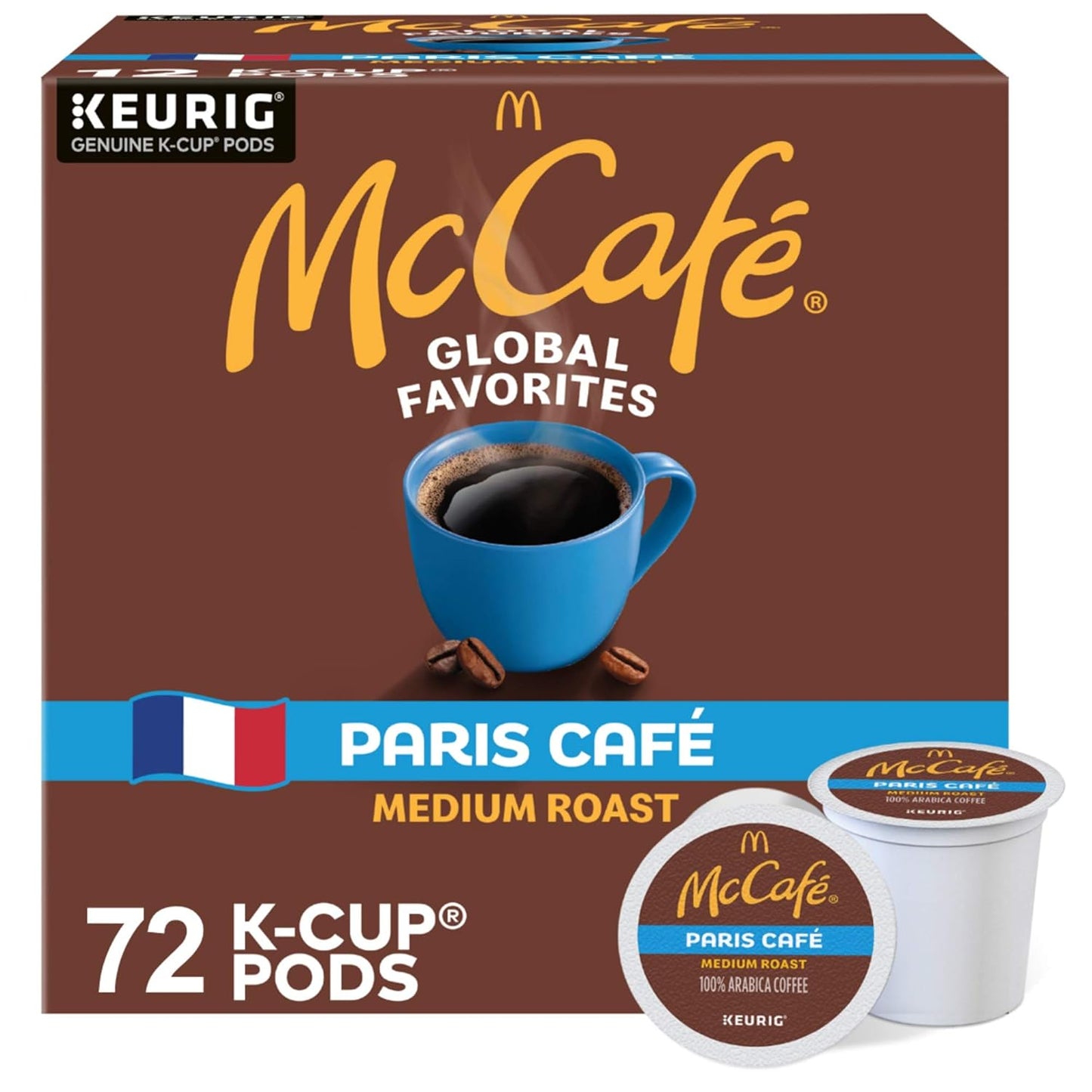 McCafe Premium Roast Coffee Keurig K-Cup pods, medium roast, 96-count pack, single serve coffee pods with McCafe branding