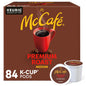 McCafe Premium Roast Coffee Keurig K-Cup pods, medium roast, 96-count pack with individual pods and packaging.