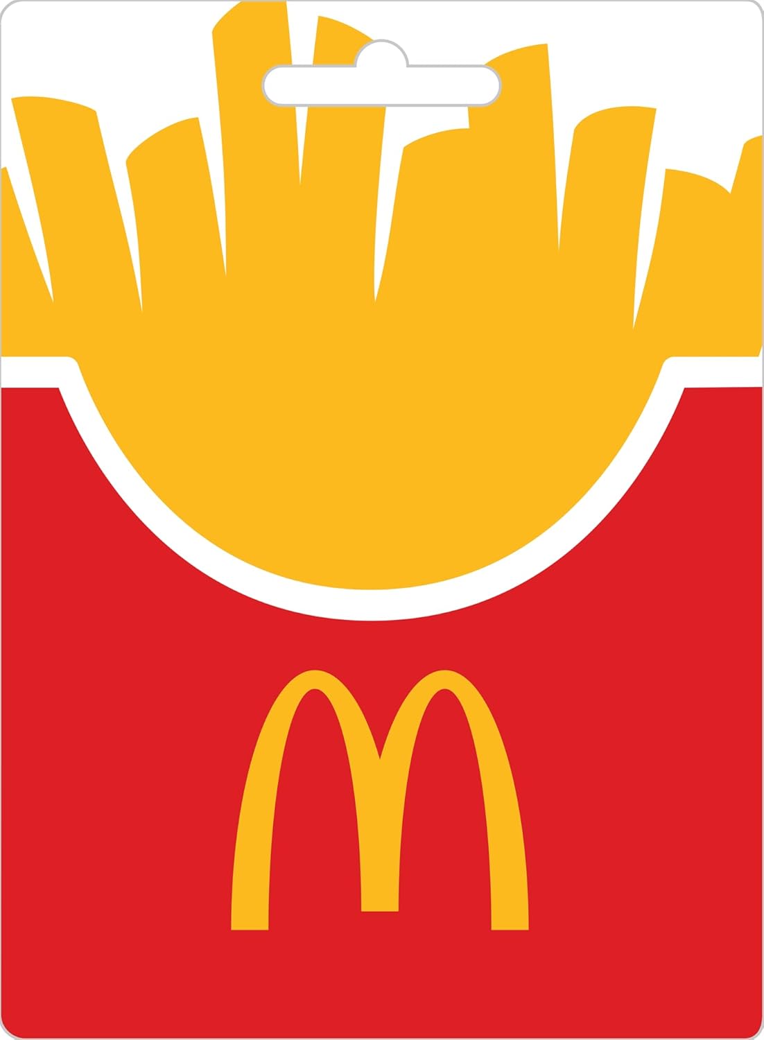 McDonald's physical gift card valued at $25, featuring a vibrant fries design, perfect for gifting or personal use.