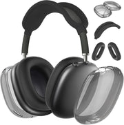 [3 Pack] TPU Case Cover for AirPods Max Headphones Clear Soft TPU Ear Cups Cover/Ear Pad Case Cover/Headband Cover for AirPods Max for Apple AirPods Max (2024/2020) (USB-C) (Clear Black)