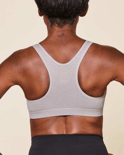 Black Meadow Glide Cotton Racerback Bralette sports bra with comfortable racerback design and soft cotton fabric.