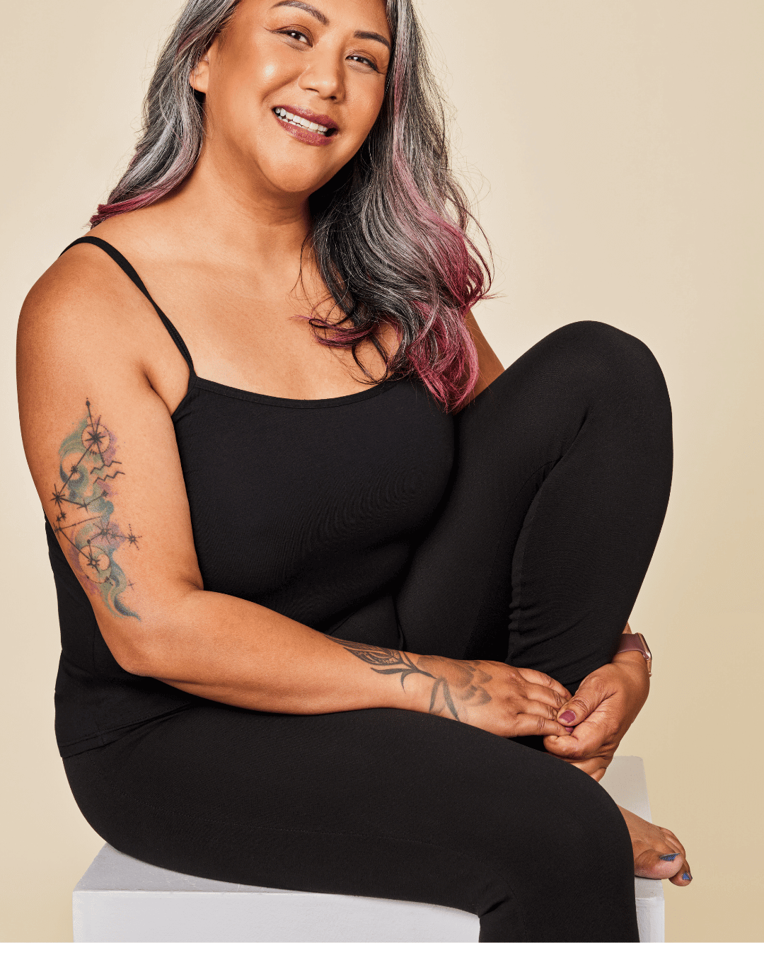 Black Meadow Luna cotton sports bra with thin straps and a supportive fit, designed for comfort and activewear.