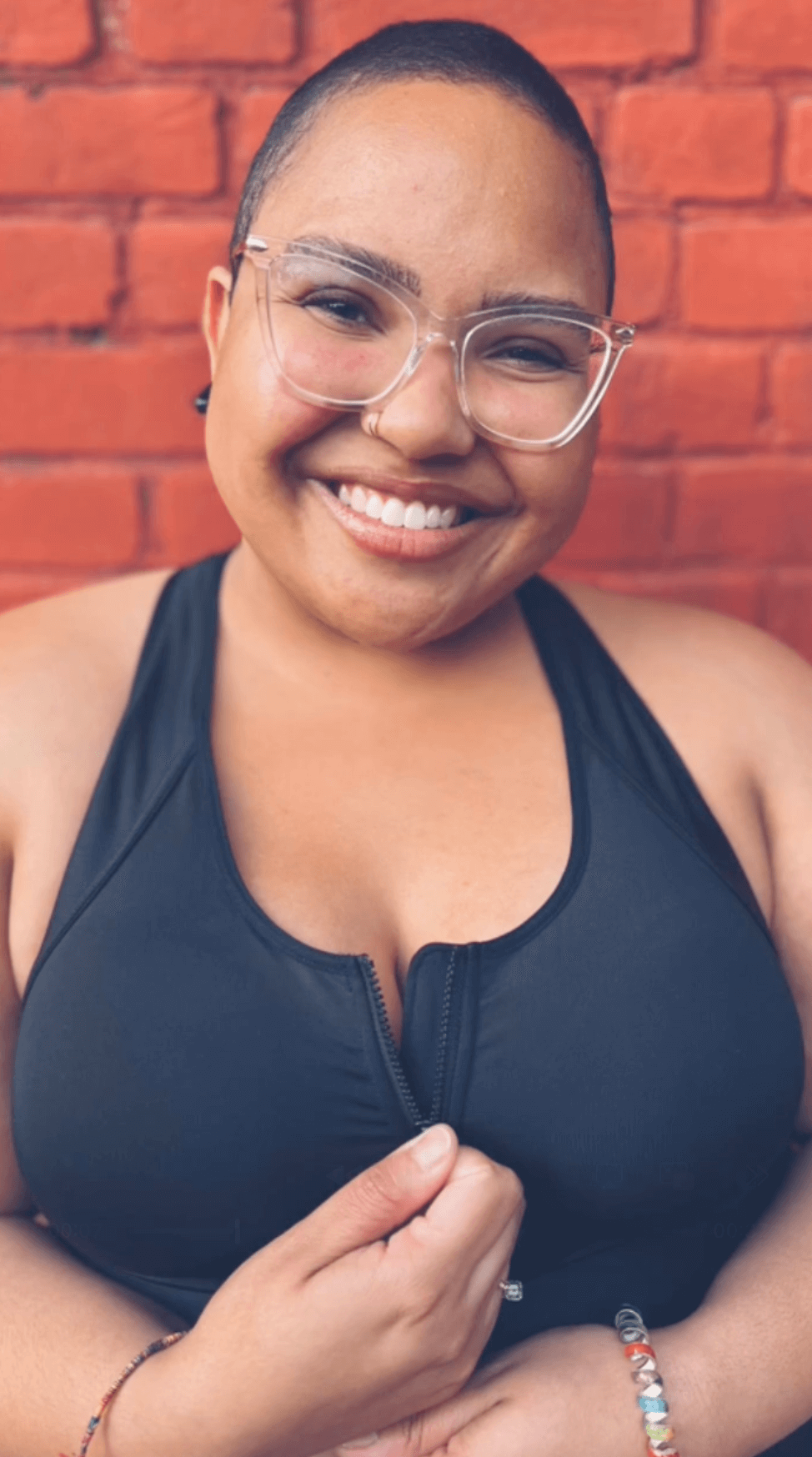 Black Meadow Hero front-closure sports bra featuring supportive design and adjustable straps, ideal for active wear.