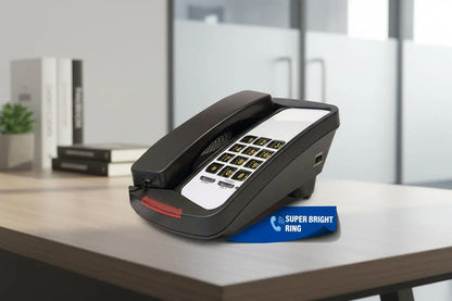 Med-Pat D800 single-line analog desk phone with black finish, landline telephone for office use.