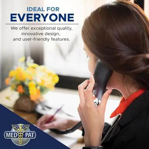 MedPat D8WP waterproof landline phone with oversized buttons, ring light, and volume control for hospitals and wet areas.
