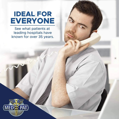 Med-Pat T1C Trimline Corded Phone in dove gray, wall-mountable landline phone with hearing aid compatibility, ringing in use.