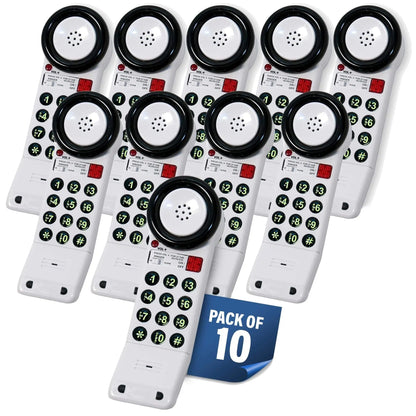 MedPat XL88Q extra-loud landline phone with visual ring, water-resistant design, and hearing aid compatibility, shown in a pack of 10.