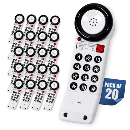 Pack of 10 MedPat XL88Q extra-loud landline phones with visual ring, water-resistant design, and hearing aid compatibility by MedPat Solutions.
