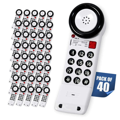 Med-Pat XL88Q extra-loud landline phone with visual ring indicator, water-resistant design, and hearing aid compatibility.