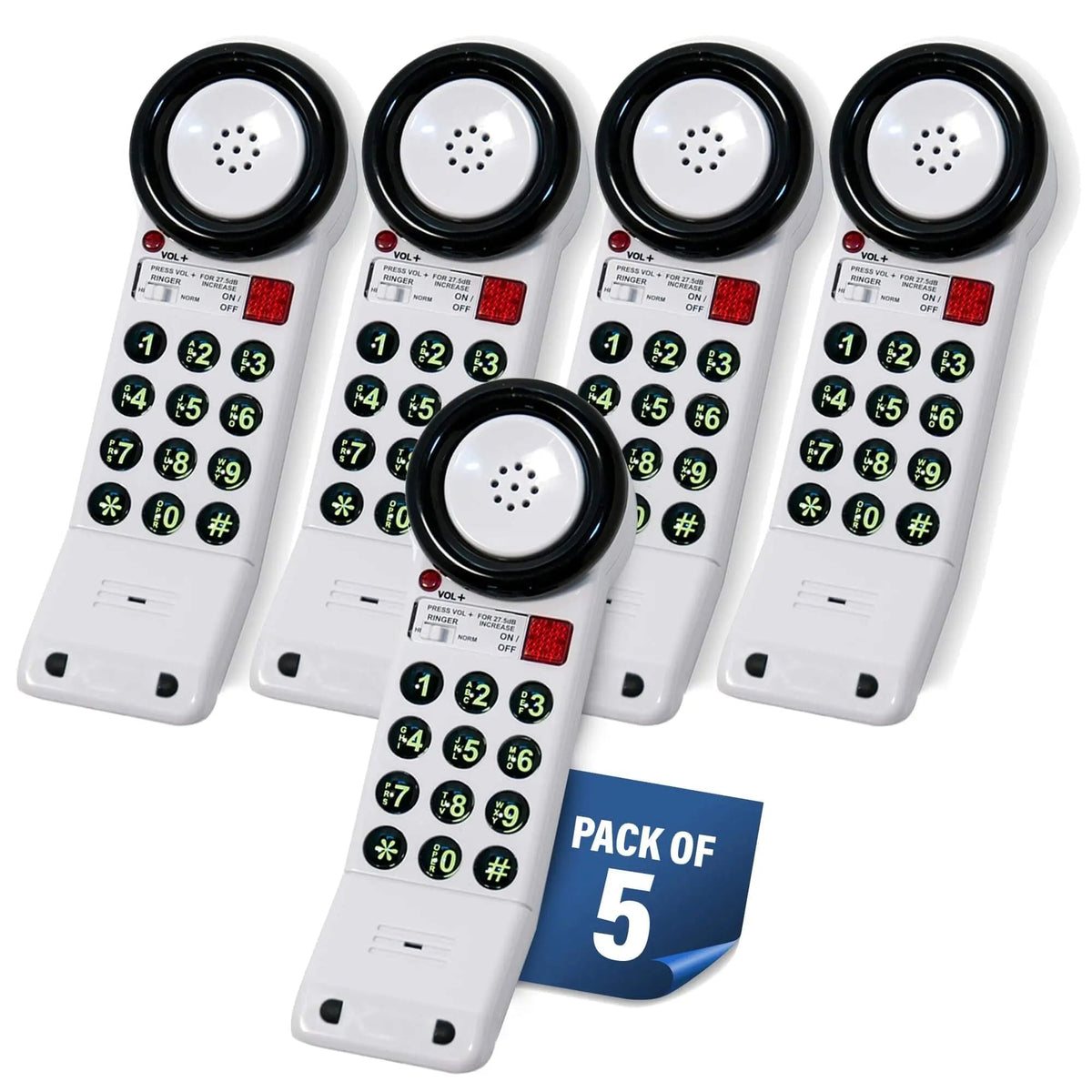 MedPat XL88Q extra-loud landline phone with visual ring, water-resistant design, and hearing aid compatibility.
