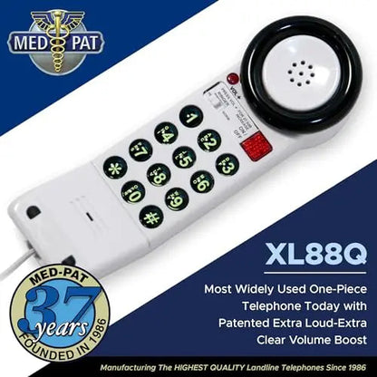 Pack of 10 MedPat Solutions XL88Q extra-loud landline phones with visual ring indicator, water-resistant, hearing aid compatible.