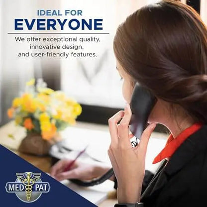 MedPat TL-WP waterproof trimline corded landline phone with visual ring and volume control in black, ideal for bathrooms, kitchens, outdoors.