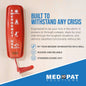 Emergency auto dialer phone from FIRST by TAFEA, compact MedPat Solutions device with emergency call buttons and display.