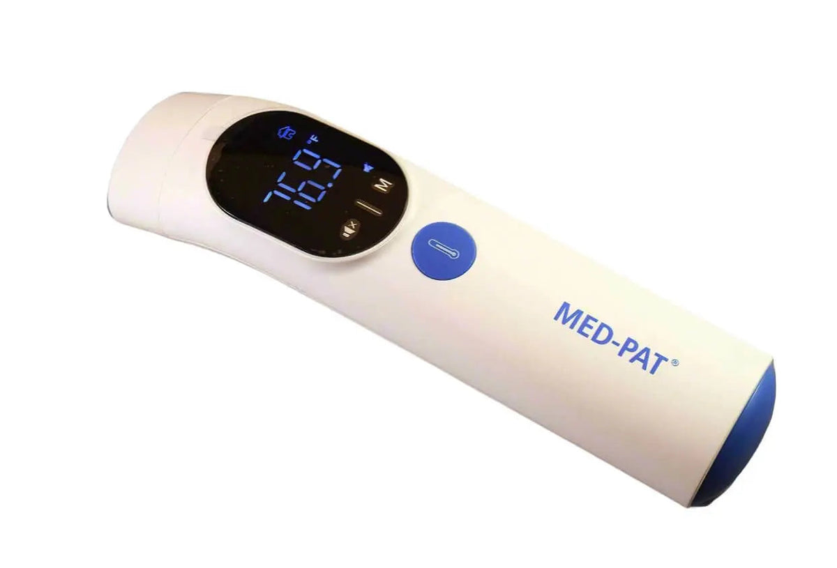 MedPat TH-1 4-in-1 infrared thermometer for ear and forehead temperature measurement, suitable for adults, kids, and babies.