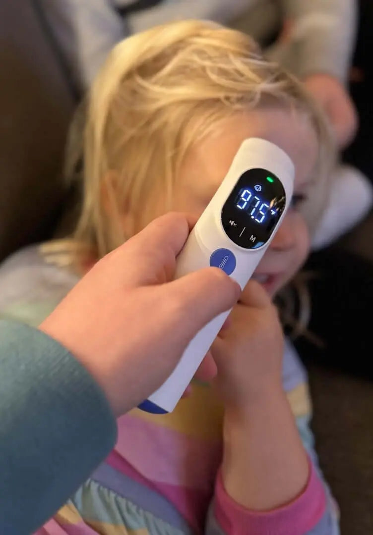 MedPat TH-1 4-in-1 infrared thermometer measuring ear and forehead temperature for adults, kids, and babies with quick accuracy.