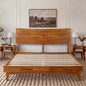Mocha queen-sized Aurora solid wood bed frame by Megsu with a sleek, modern design and sturdy construction.