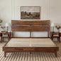 Mocha Queen Aurora solid wood bed frame by Megsu with a sturdy, elegant design and natural wood finish.