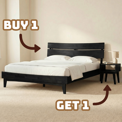 Mocha queen-sized Aurora solid wood bed frame by Megsu with a sleek, modern design and sturdy construction.