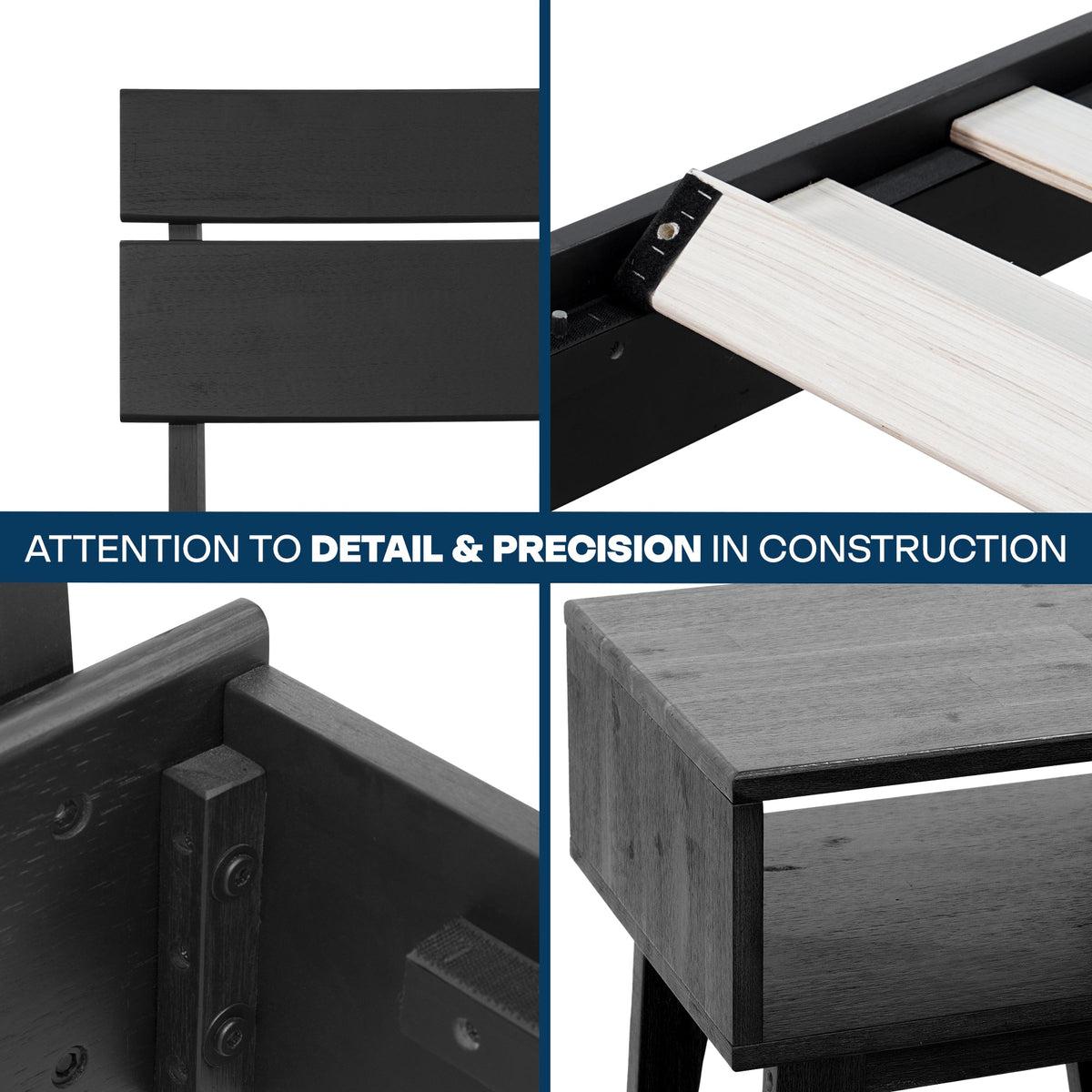 Mocha queen-sized Aurora solid wood bed frame by Megsu, showcasing sturdy construction and sleek design.