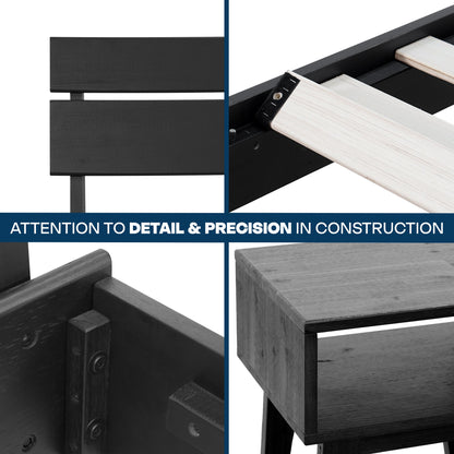 Mocha queen-sized Aurora solid wood bed frame by Megsu, showcasing sturdy construction and sleek design.