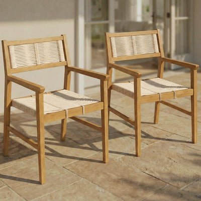Outdoor armchair by Megsu, Heritage Standard Chair with wooden frame and cushioned seat, ideal for garden or patio seating.