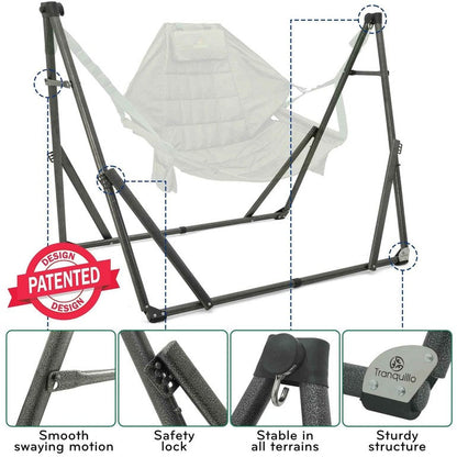 Megsu Tranquillo hammock chair set for relaxation, showing a comfortable hanging chair with sturdy support and plush cushions.