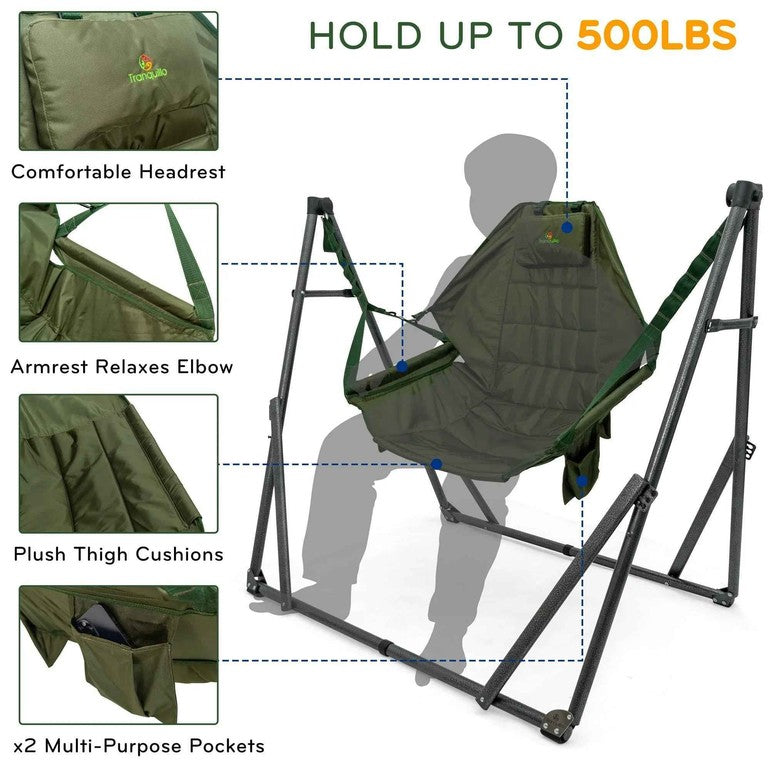 Megsu Tranquillo hammock chair set, comfortable and sturdy for relaxing indoors or outdoors, with soft fabric and supportive design.