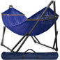 Megsu Tranquillo universal hammock set with medium stands, black fabric, perfect for relaxing and outdoor lounging.