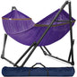 Megsu Tranquillo universal hammock full set with black fabric and medium-sized stand, perfect for relaxing outdoors or indoor leisure.