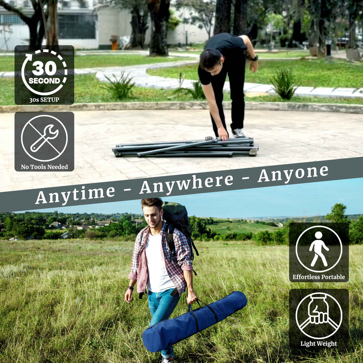 Megsu Tranquillo universal hammock full set with medium-sized stands, black fabric, perfect for relaxing and outdoor lounging.
