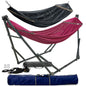 Megsu Tranquillo Comfort Set hammock full set with red stand, designed for relaxation and outdoor comfort.