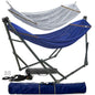 Megsu Tranquillo Comfort Set hammock full set with red stand, designed for relaxation and outdoor lounging.