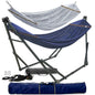 Megsu Tranquillo Comfort Set hammock full set with stand, red fabric for relaxing outdoor lounging and leisure.