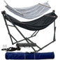 Red Megsu hammock full set with stand, featuring comfortable fabric for ultimate relaxation and outdoor lounging.