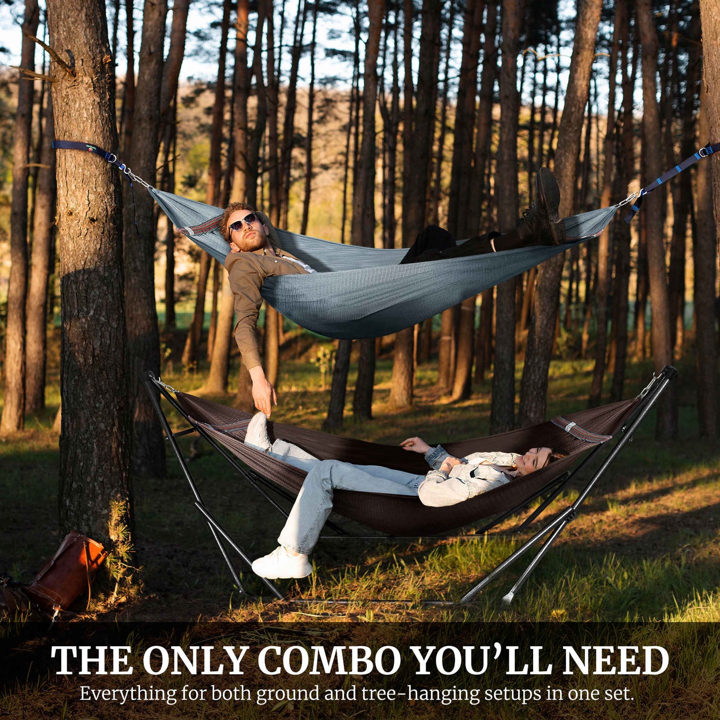 Megsu Tranquillo Comfort Set hammock full set with stand in red, perfect for relaxing outdoor or indoor lounging.