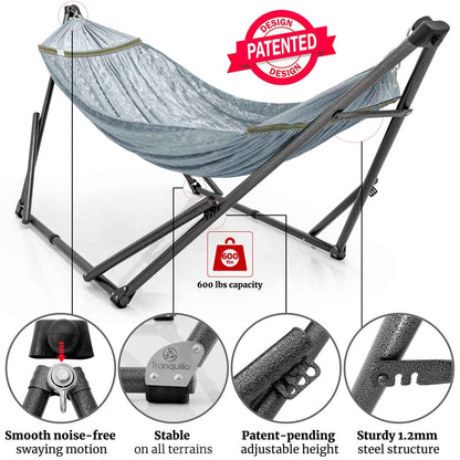 Red Megsu hammock full set with stand, featuring the Tranquillo Comfort Set for ultimate relaxation and outdoor lounging.